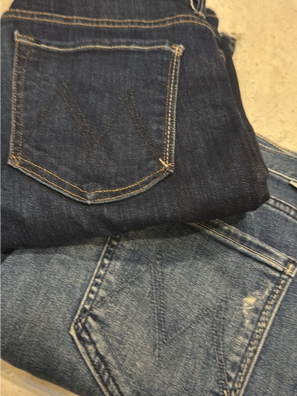 MOTHER Cropped Jeans Duo — Dark Indigo & Light Blue